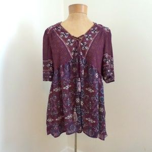 Knox Rose Purple Hippie Boho Blouse